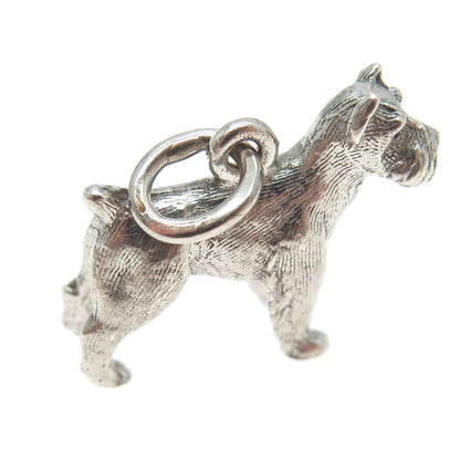 925 Sterling Silver Antique Art Deco Terrier Dog 3D Charm Pendant