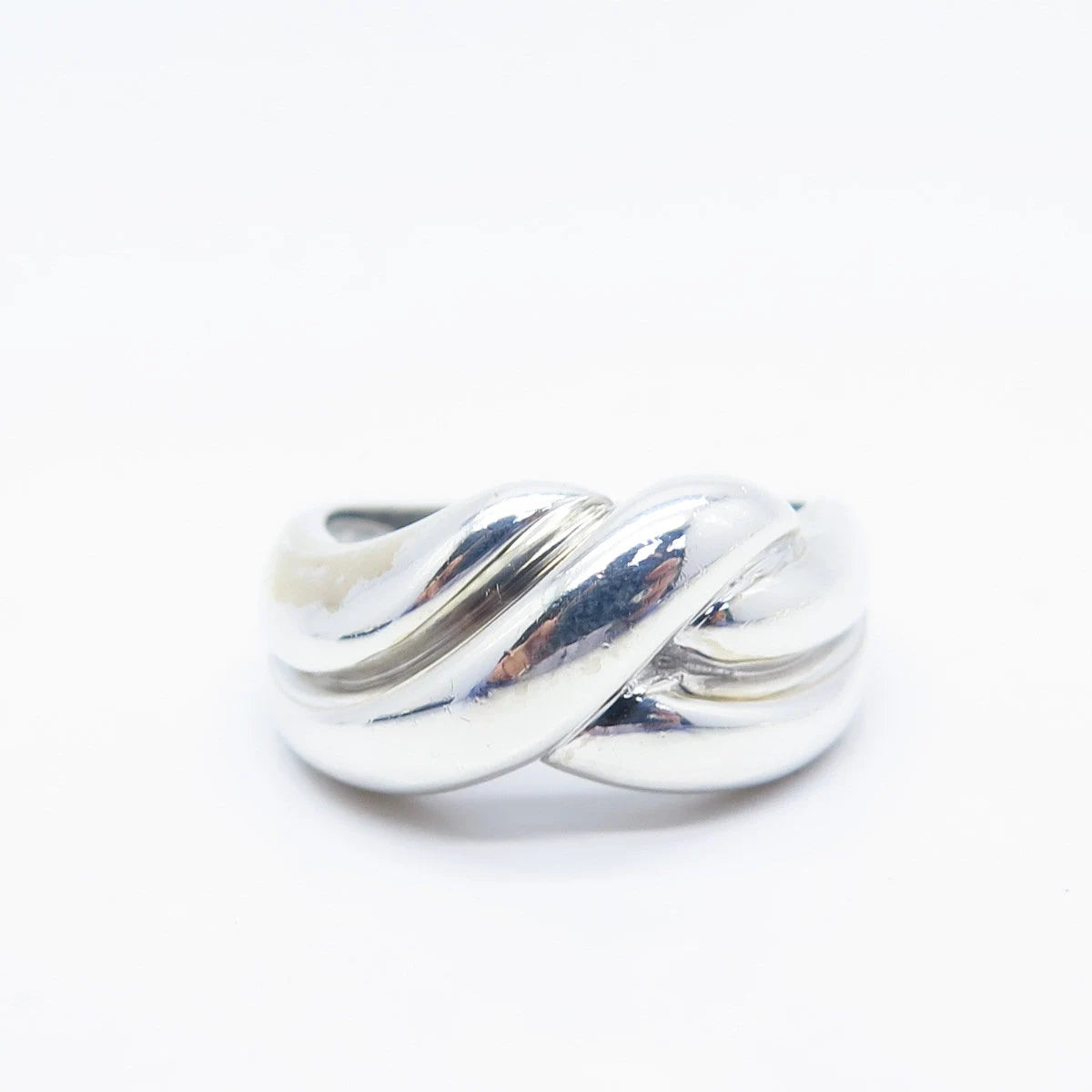 925 Sterling Silver Vintage Ribbed Ring Size 7