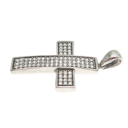 925 Sterling Silver Round-Cut C Z Sparkle Cross Pendant