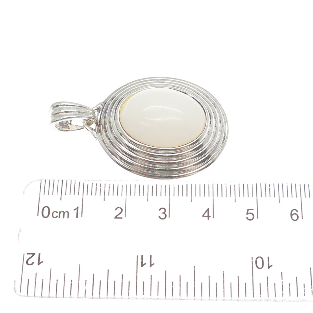 MILOR 950 Silver Vintage Italy Real Cabochon White Onyx Pendant