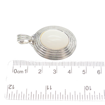 MILOR 950 Silver Vintage Italy Real Cabochon White Onyx Pendant