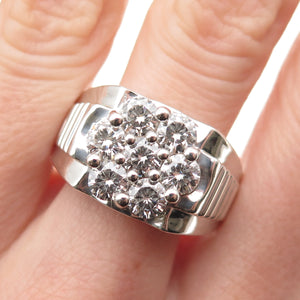 925 Sterling Silver Real Round-Cut Moissanite Modernist Ring Size 11