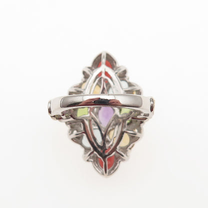 Chuck Clemency 925 Sterling Topaz Amethyst Peridot Garnet Citrine Ring Size 5.25
