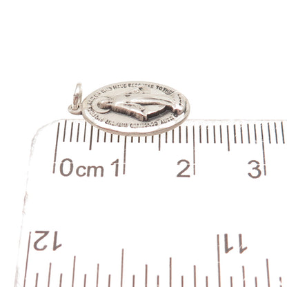 Bliss 925 Sterling Silver Antique Art Deco St. Mary Miraculous Charm Pendant