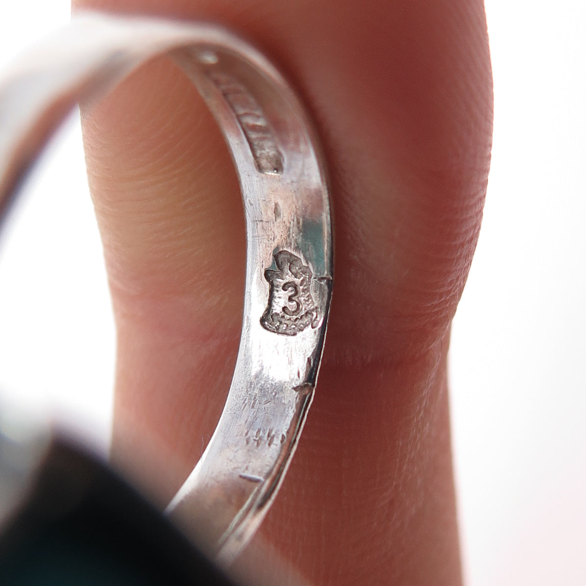 925 Sterling Silver Vintage HOB Mexico Real Turquoise Adjustable Ring Size 7.5