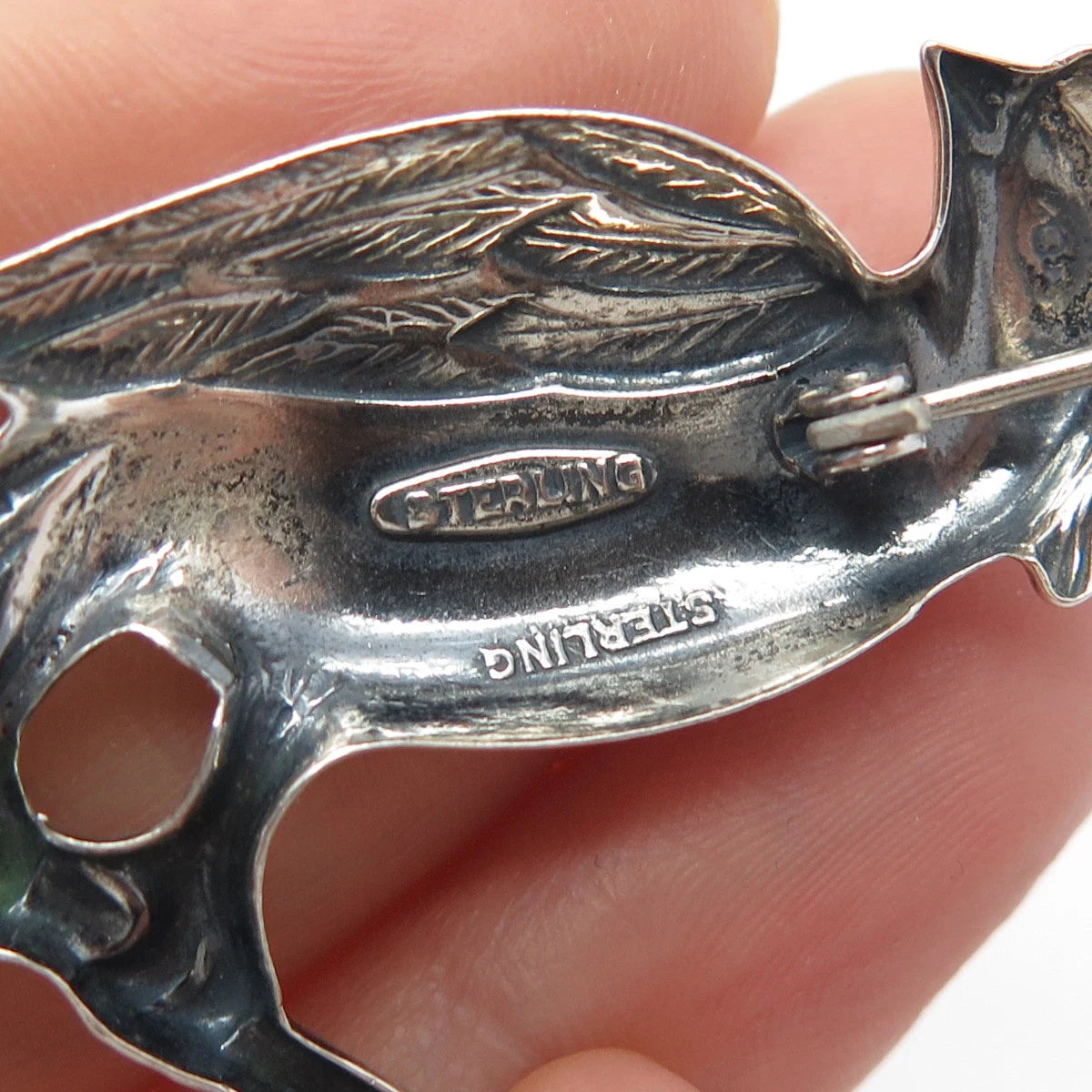 925 Sterling Silver Vintage Parrot Bird Pin Brooch