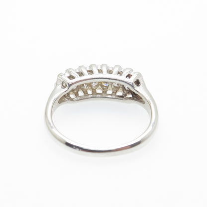 925 Sterling Silver Round-Cut C Z Cluster Ring Size 6.75