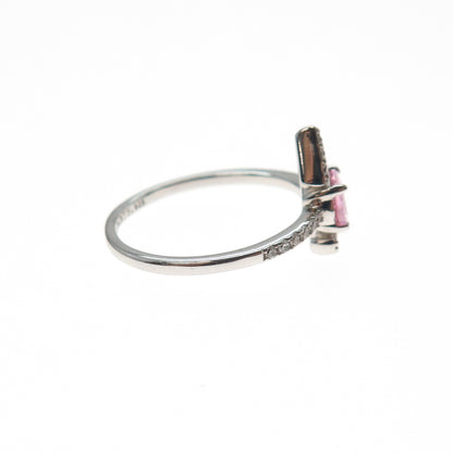BOMB PARTY 925 Sterling Silver Pink & White C Z Arrow Ring Size 7