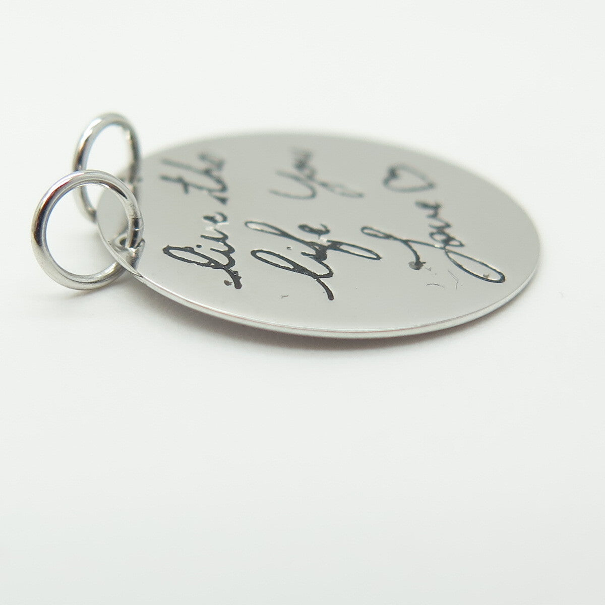 HAN 925 Sterling Silver Engraved "Live The Life You Love" Round Tag Pendant