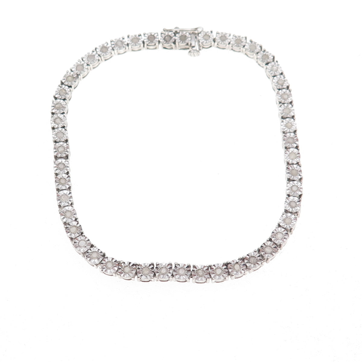 Vicky Jousan 925 Sterling Silver Real Diamond Tennis Link Bracelet 7.25"