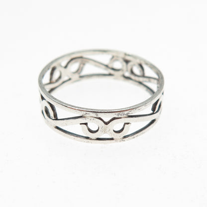 925 Sterling Silver Vintage Swirl Band Ring Size 7.25
