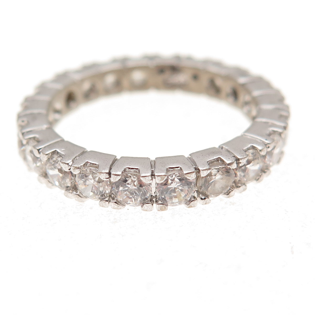 925 Sterling Silver Round-Cut C Z All Around Eternity Band Ring Size 7