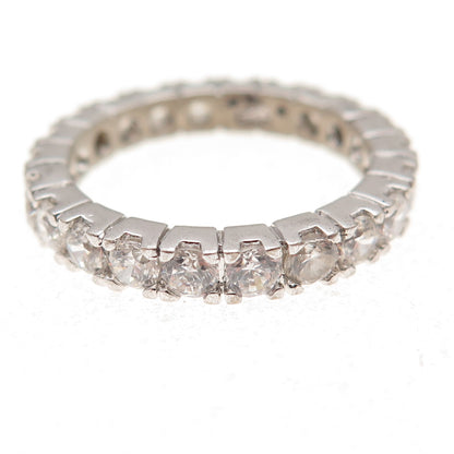 925 Sterling Silver Round-Cut C Z All Around Eternity Band Ring Size 7