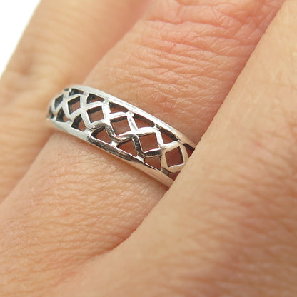 925 Sterling Silver Vintage Cage Band Ring Size 7