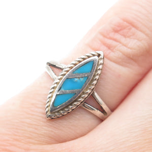 Old Pawn 925 Sterling Silver Vintage Southwestern Bisbee Turquoise Ring Size 5.5