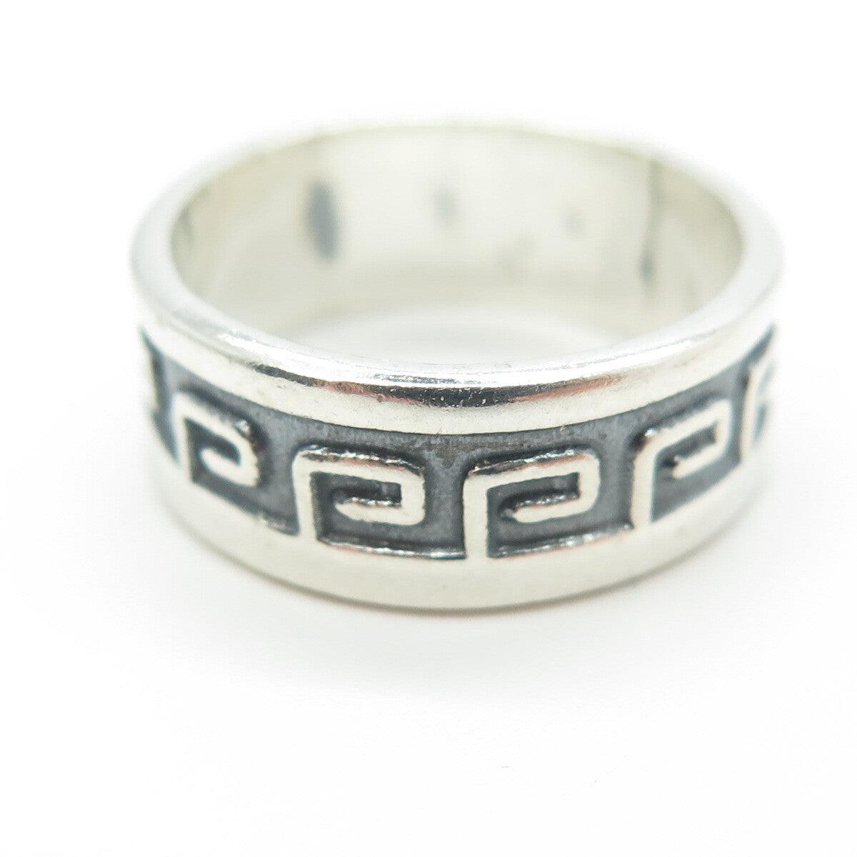 925 Sterling Silver Vintage Greek Key Band Ring Size 7.25