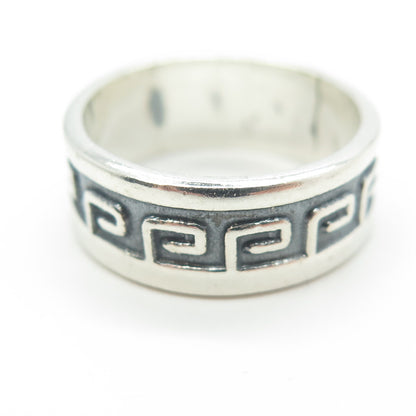925 Sterling Silver Vintage Greek Key Band Ring Size 7.25