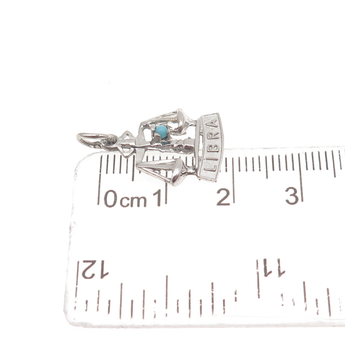 925 Sterling Silver Vintage Rhinestone Libra Zodiac Sign Mini Charm Pendant