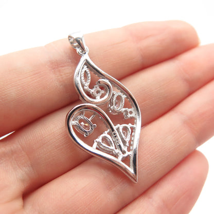 925 Sterling Silver C Z Swirl Ornate Pendant