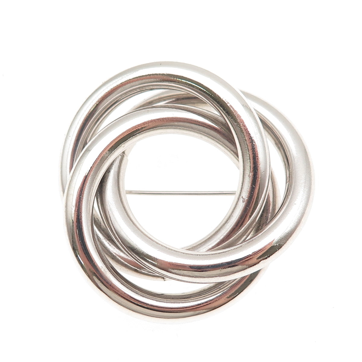 Harry S Bick 925 Sterling Silver Vintage Interlocked Trinity Circle Pin Brooch