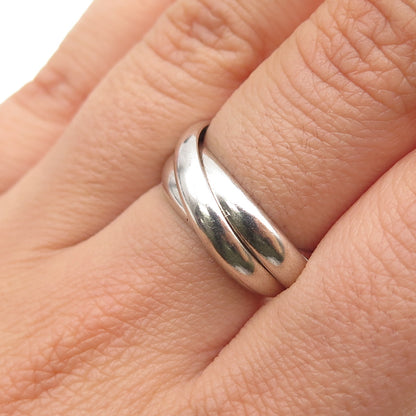 925 Sterling Silver Vintage Italy Interlocked Trinity Band Ring Size 6.5