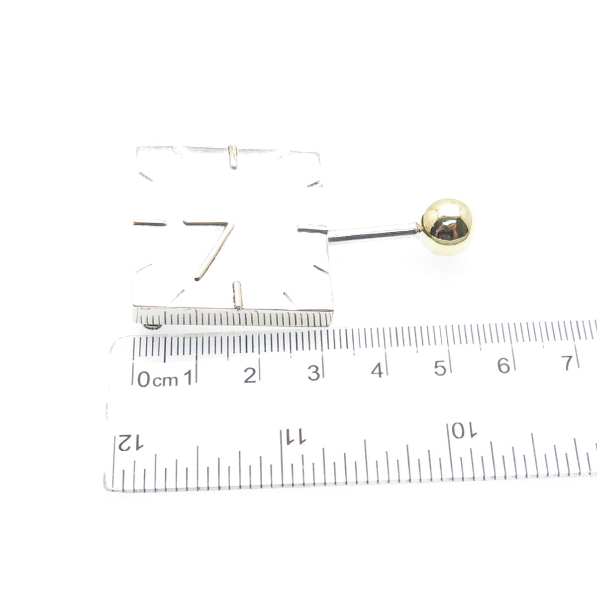 LATON 925 Sterling Silver 2-Tone Vintage Mexico Clock Pin Brooch