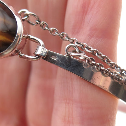 Kultasepat Salovaara 925H Sterling Vintage 1971 Finland Tiger Eye Bracelet 7"