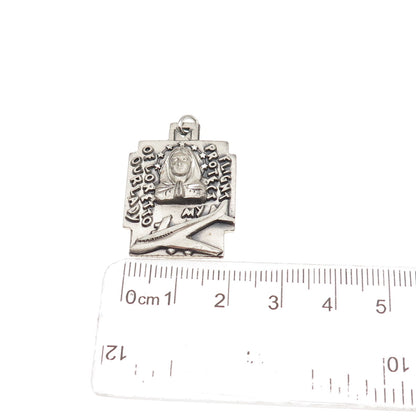 Creed 925 Sterling Silver Antique Art Deco St. Mary & St. Raphael Charm Pendant