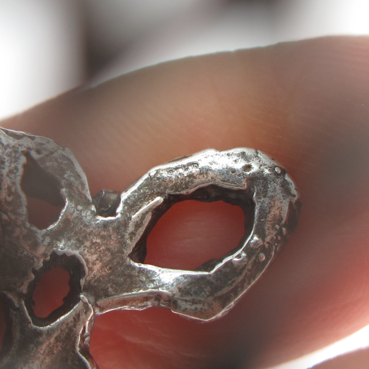 925 Sterling Silver Vintage Modernist Brutalist Adjustable Cuff Bracelet 7"