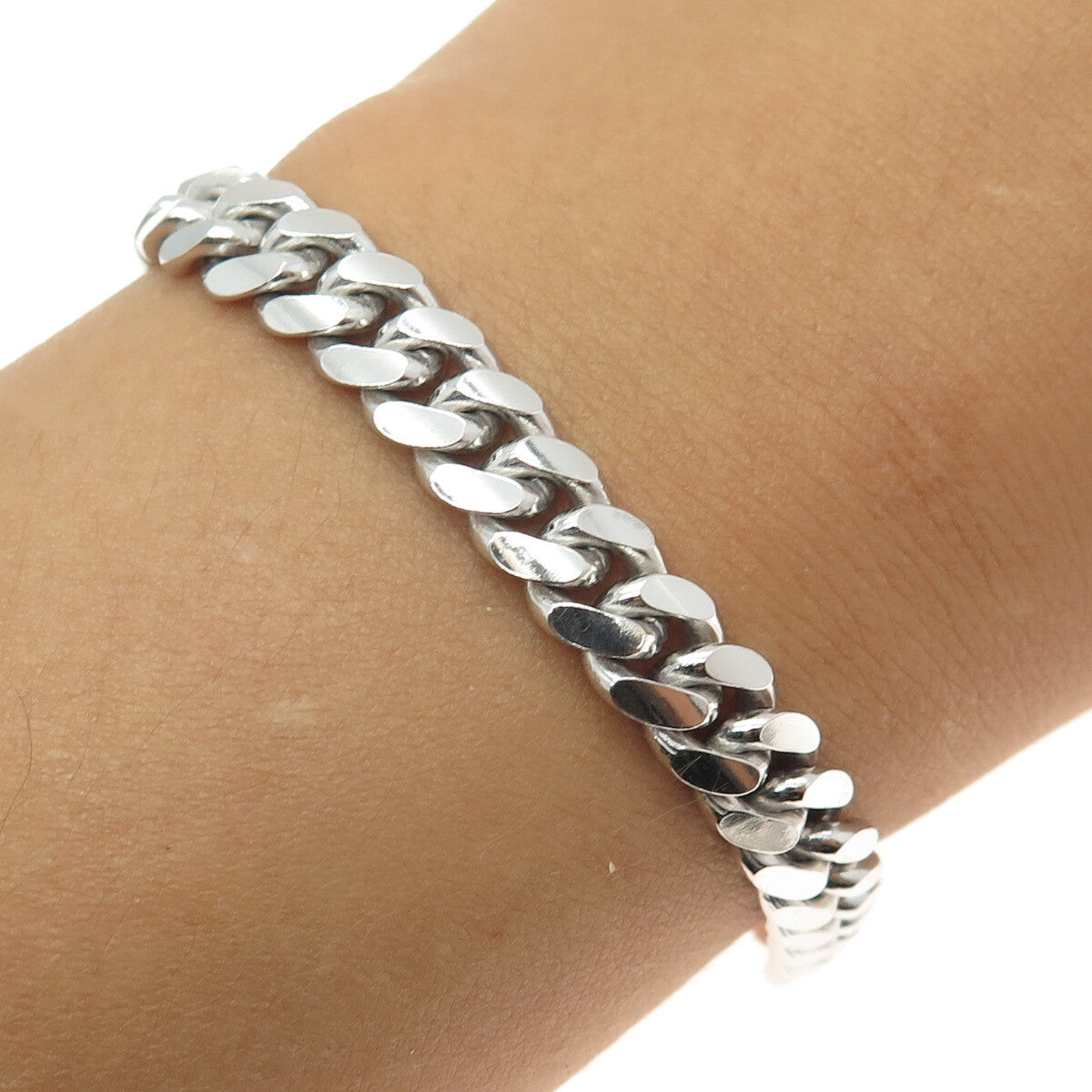 KARIZIA SPA KA-1772 925 Sterling Silver Italy Miami Cuban Link Bracelet 8.75"