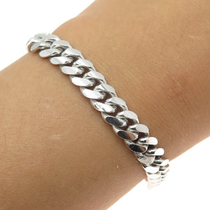 KARIZIA SPA KA-1772 925 Sterling Silver Italy Miami Cuban Link Bracelet 8.75"