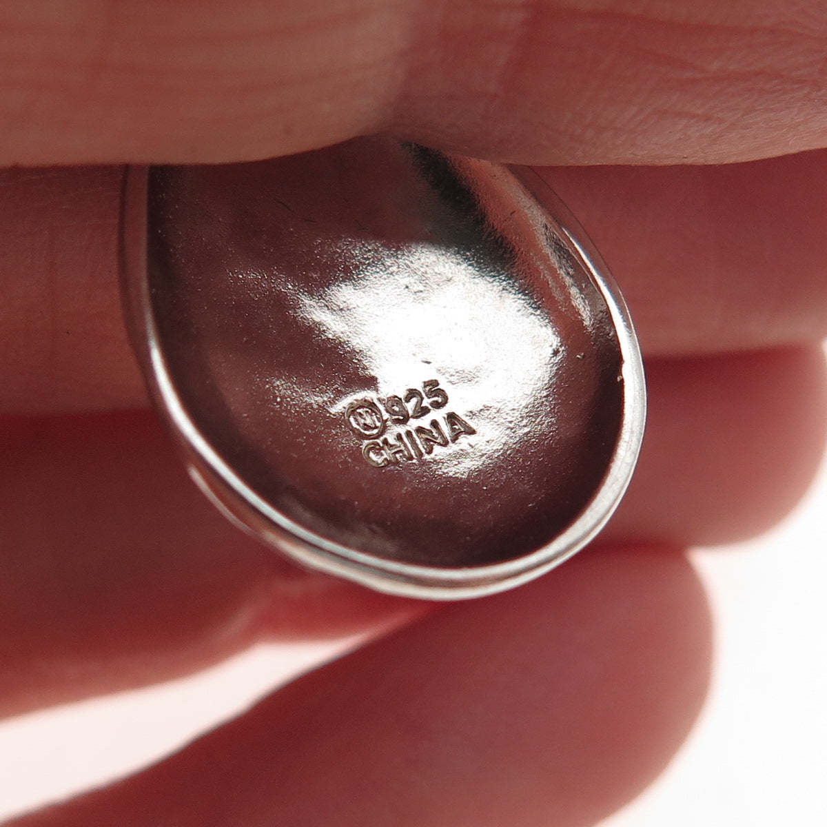 925 Sterling Silver Vintage Hammered Teardrop Slide Charm Pendant
