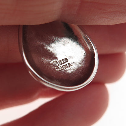 925 Sterling Silver Vintage Hammered Teardrop Slide Charm Pendant