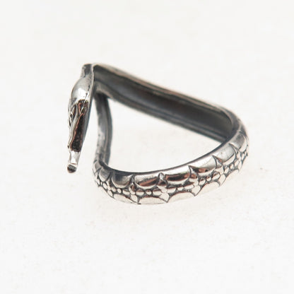 925 Sterling Silver Vintage Snake Oxidized Adjustable Ring Size 3.5