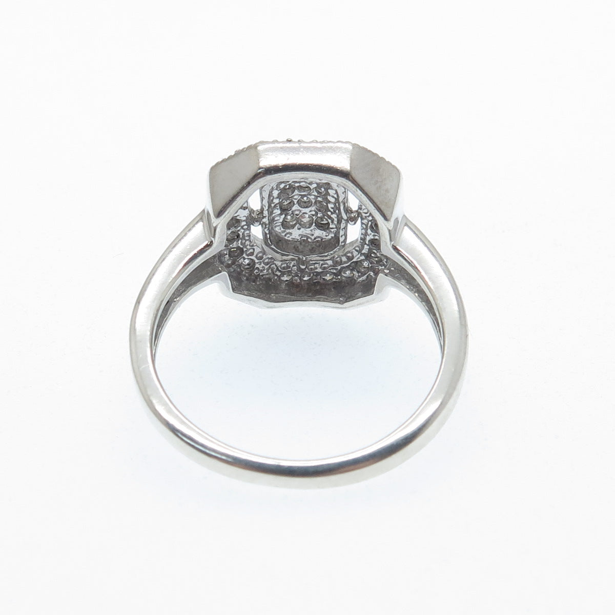 925 Sterling Silver Real Round-Cut Diamond Sparkle Ring Size 8.5