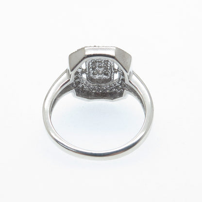 925 Sterling Silver Real Round-Cut Diamond Sparkle Ring Size 8.5