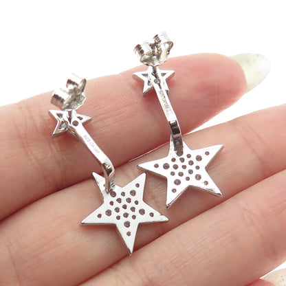 925 Sterling Silver Round-Cut C Z Star Interchangeable Earrings