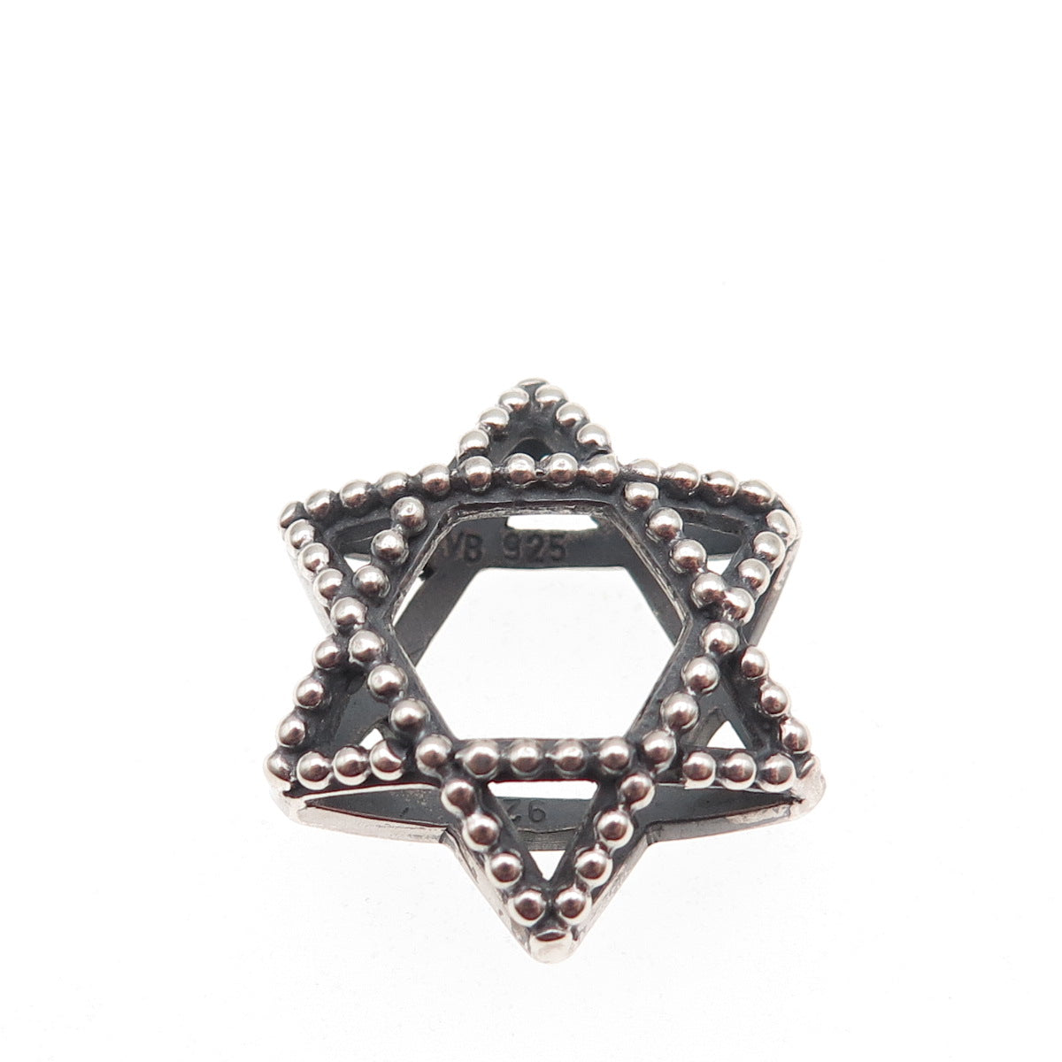 925 Sterling Silver Vintage Star of David Oxidized Slide Charm Pendant
