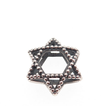 925 Sterling Silver Vintage Star of David Oxidized Slide Charm Pendant