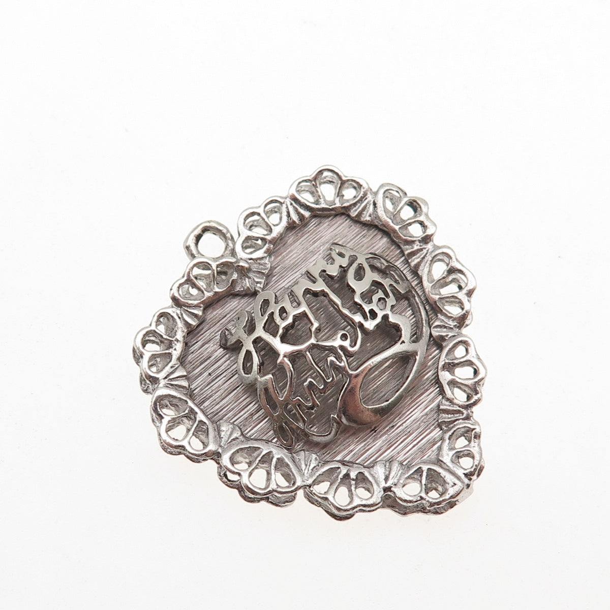 M&M Mark Mercy 925 Sterling Silver Vintage Happy Anniversary Heart Charm Pendant