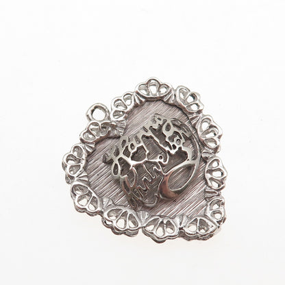 M&M Mark Mercy 925 Sterling Silver Vintage Happy Anniversary Heart Charm Pendant