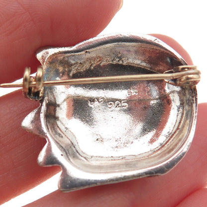 Sergio Bustamante Sterling 2-Tone Vintage Moon & Sun Brooch (missing lock hook)