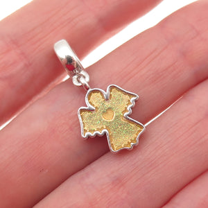 Pandora 925 Sterling Silver Yellow Enamel Sparkly Snow Angel Dangle Charm
