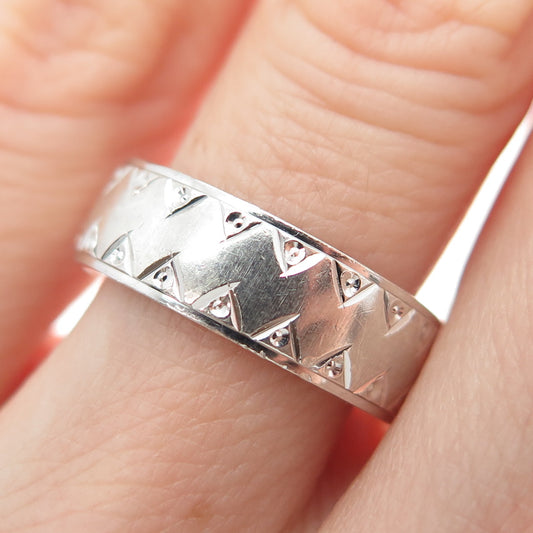 925 Sterling Silver Vintage MGR Zig Zag Band Ring Size 6.25