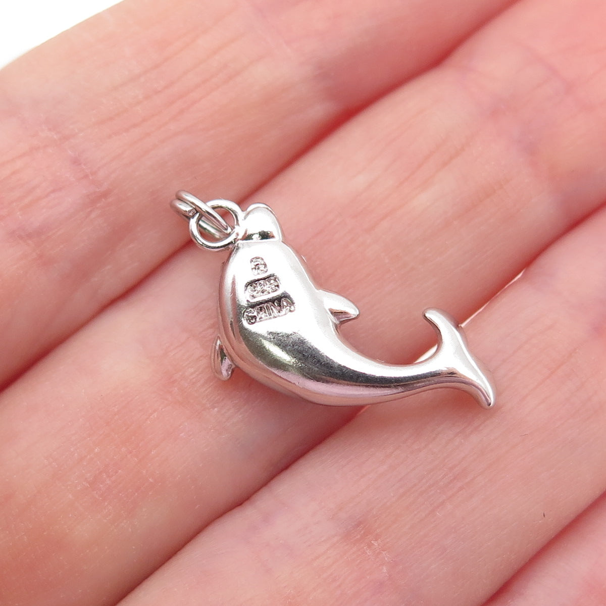 ROSS SIMONS 925 Sterling Silver Vintage Enamel Dolphin Mini Charm Pendant