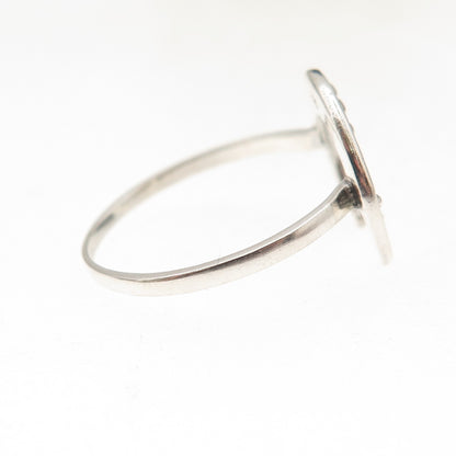 925 Sterling Silver Vintage Crescent Beaded Oxidized Ring Size 9