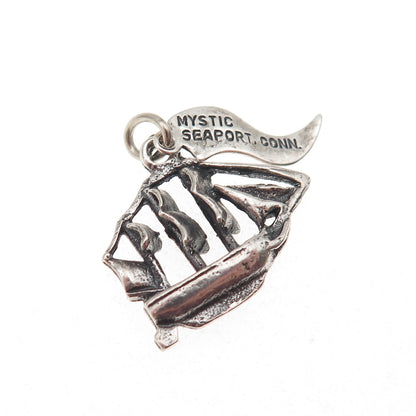 Pacific Jewelry Sterling Silver Vintage Ship Mystic Seaport Mini Charm Pendant