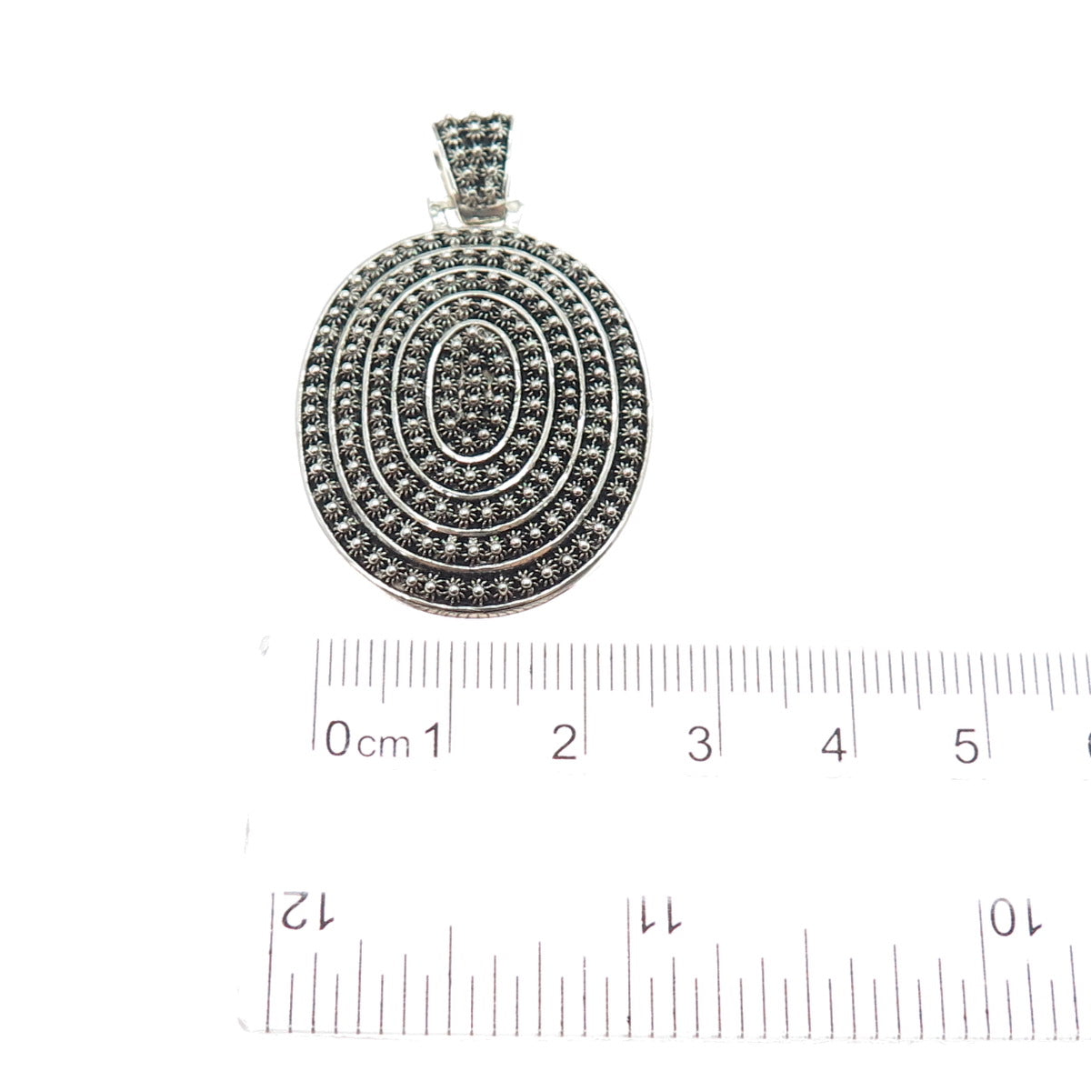 835 Silver Vintage Portugal Cannetille Oxidized Pendant