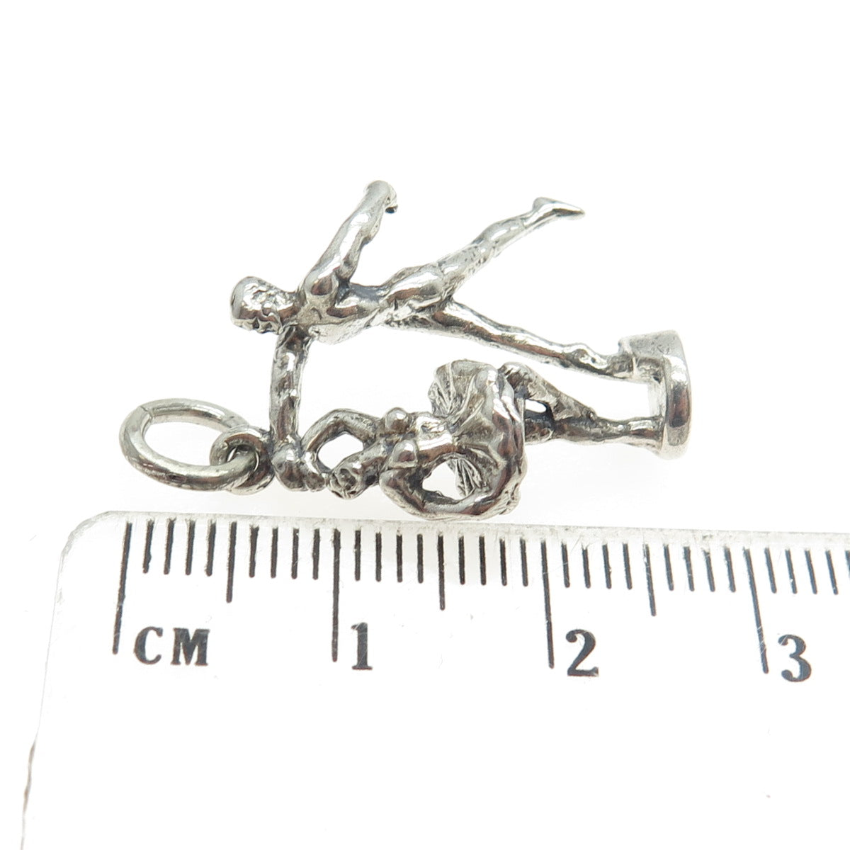 925 Sterling Silver Antique Art Deco Ballet Dancers 3D Charm Pendant