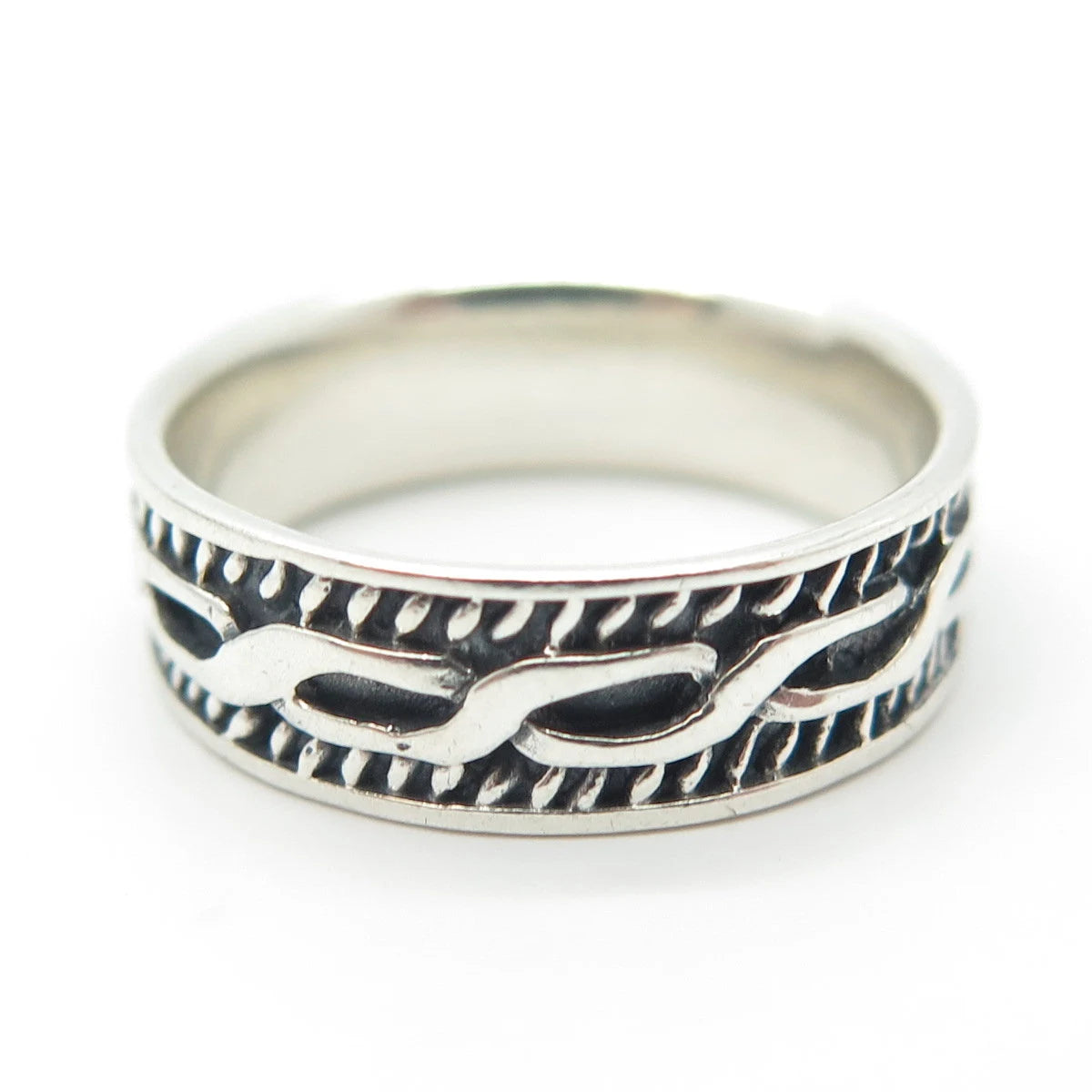 925 Sterling Silver Vintage Braided Band Ring Size 7.25